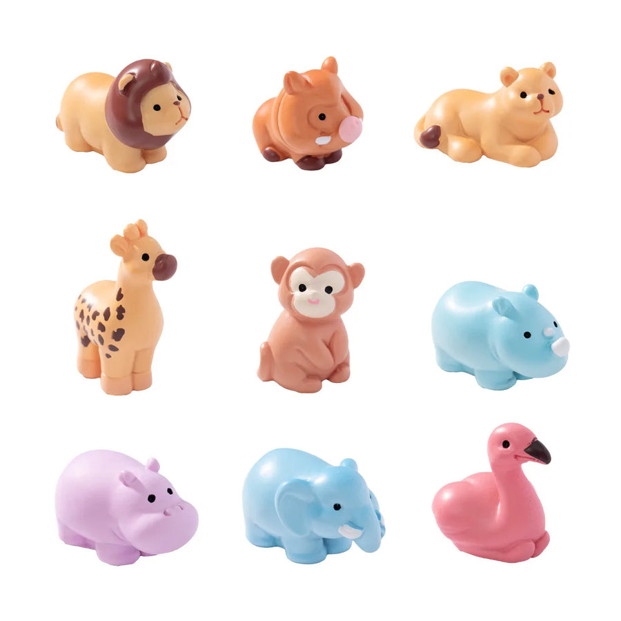 Set of small animal figurines on a white background