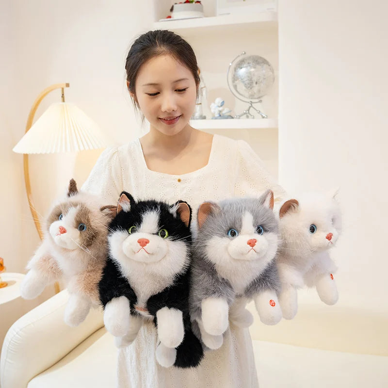 New Cute Simulation Lie prone Posture Cats Plush Toys Stuffed Soft Animal Cat