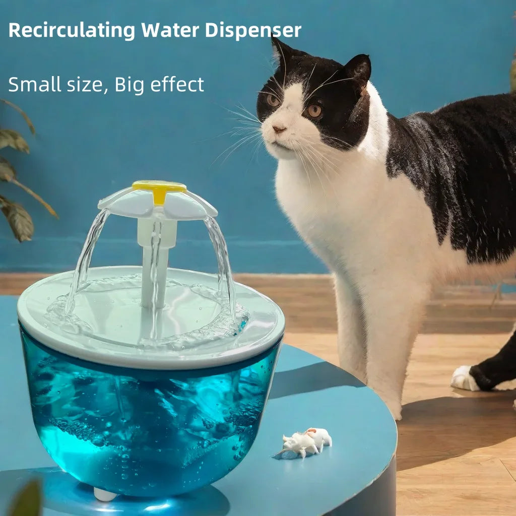 Cat Flower Water Dispenser – Silent USB Pet Fountain with Filter