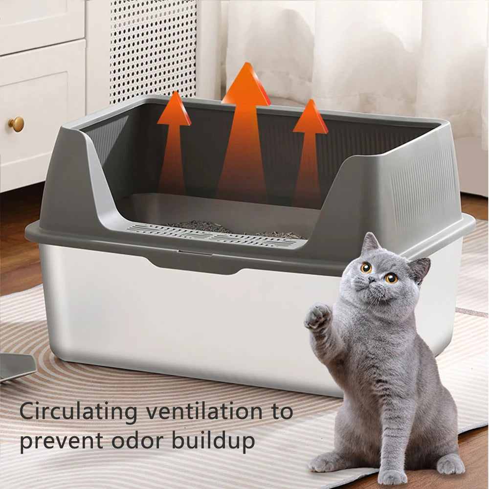 Large Size Stainless Steel Cat Litter Box High And Low Models