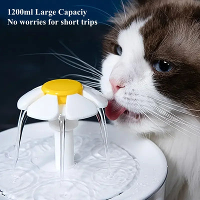 Cat Flower Water Dispenser – Silent USB Pet Fountain with Filter