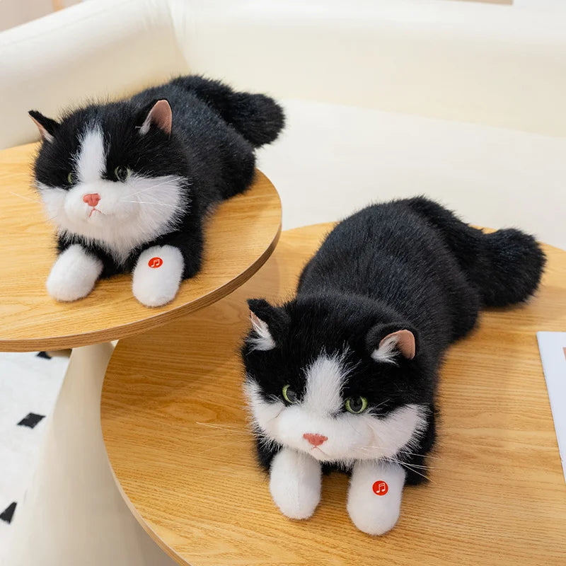 New Cute Simulation Lie prone Posture Cats Plush Toys Stuffed Soft Animal Cat