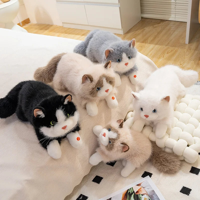 New Cute Simulation Lie prone Posture Cats Plush Toys Stuffed Soft Animal Cat