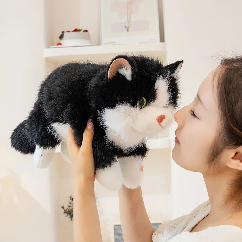 New Cute Simulation Lie prone Posture Cats Plush Toys Stuffed Soft Animal Cat