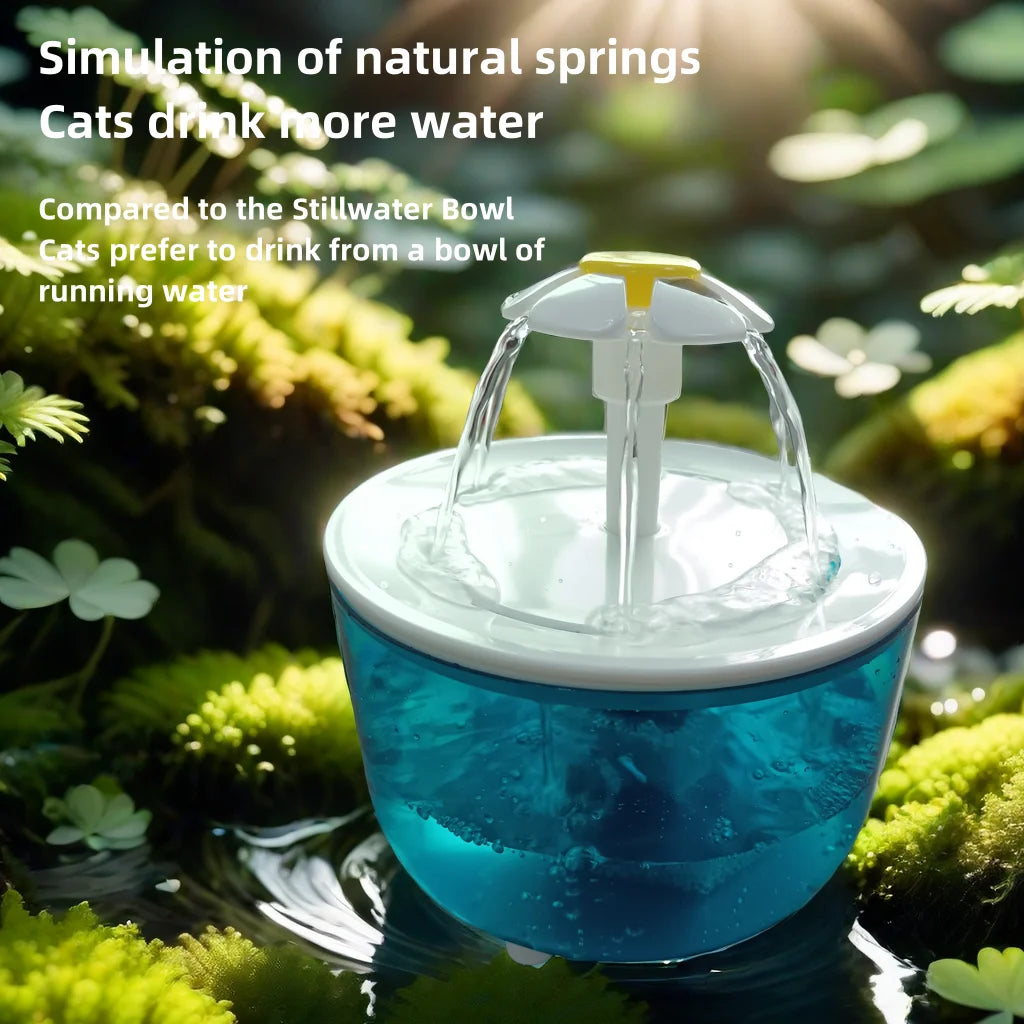 Cat Flower Water Dispenser – Silent USB Pet Fountain with Filter