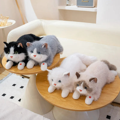 New Cute Simulation Lie prone Posture Cats Plush Toys Stuffed Soft Animal Cat