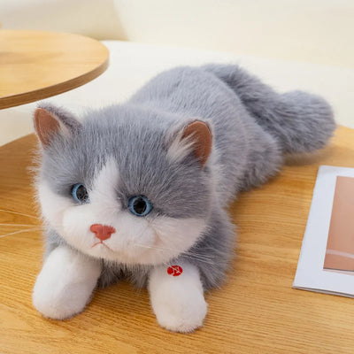 New Cute Simulation Lie prone Posture Cats Plush Toys Stuffed Soft Animal Cat