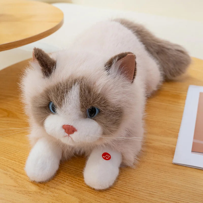 New Cute Simulation Lie prone Posture Cats Plush Toys Stuffed Soft Animal Cat