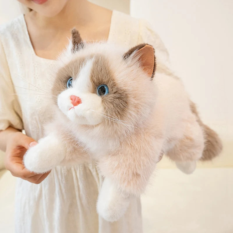 New Cute Simulation Lie prone Posture Cats Plush Toys Stuffed Soft Animal Cat