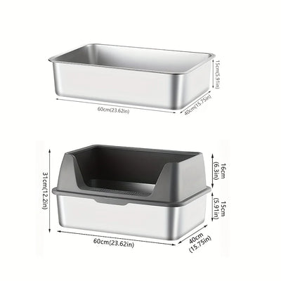 Large Size Stainless Steel Cat Litter Box High And Low Models