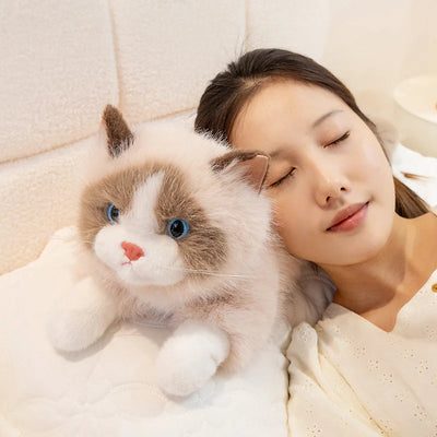 New Cute Simulation Lie prone Posture Cats Plush Toys Stuffed Soft Animal Cat