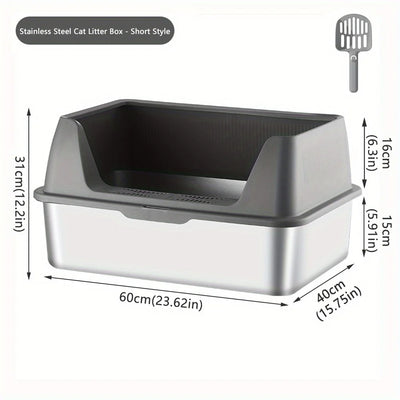 Large Size Stainless Steel Cat Litter Box High And Low Models