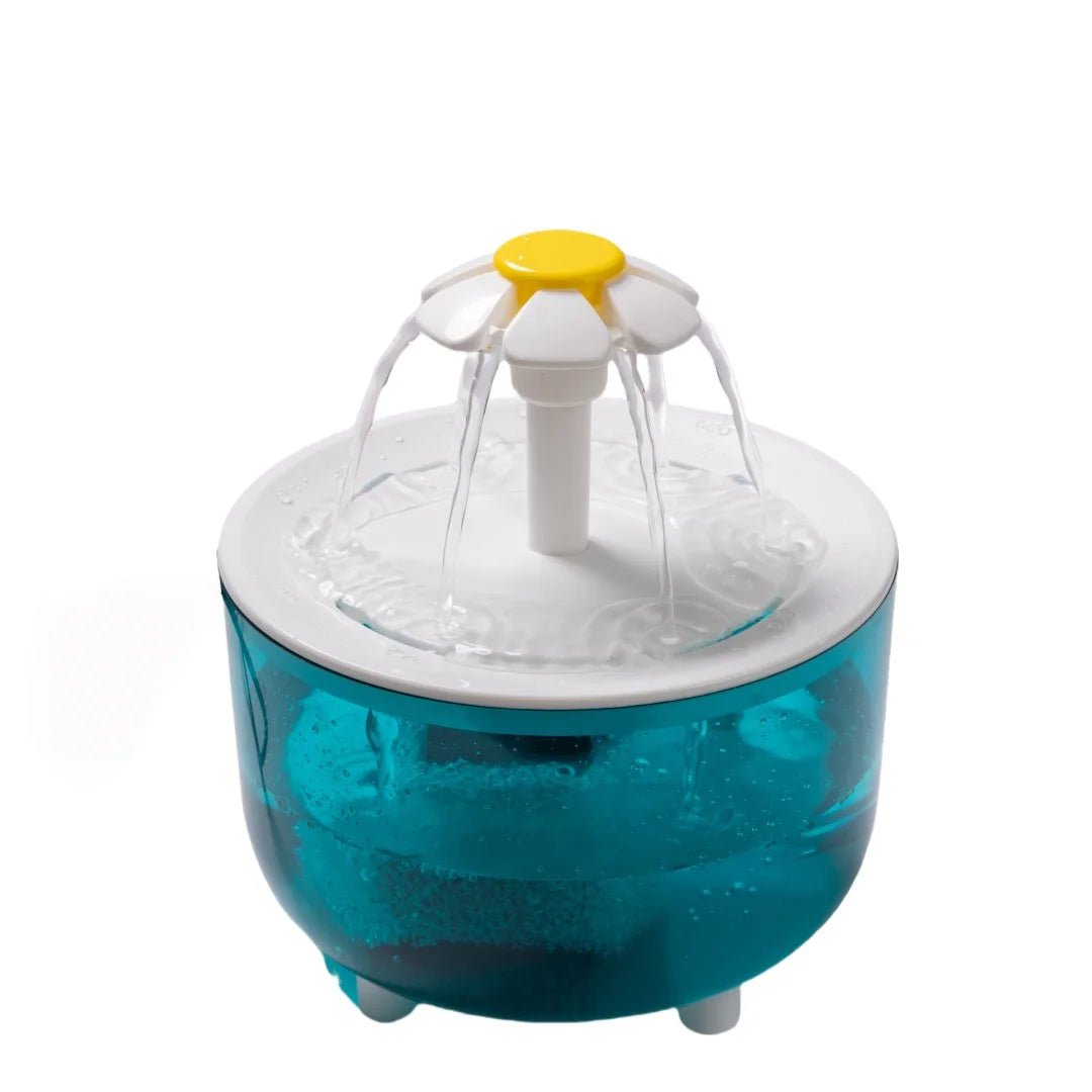 Cat Flower Water Dispenser, Recirculating Pet Water Dispenser, USB Powered, Silent, with Filter Foam for Cats and Small Dogs - Pets Lovers supplie