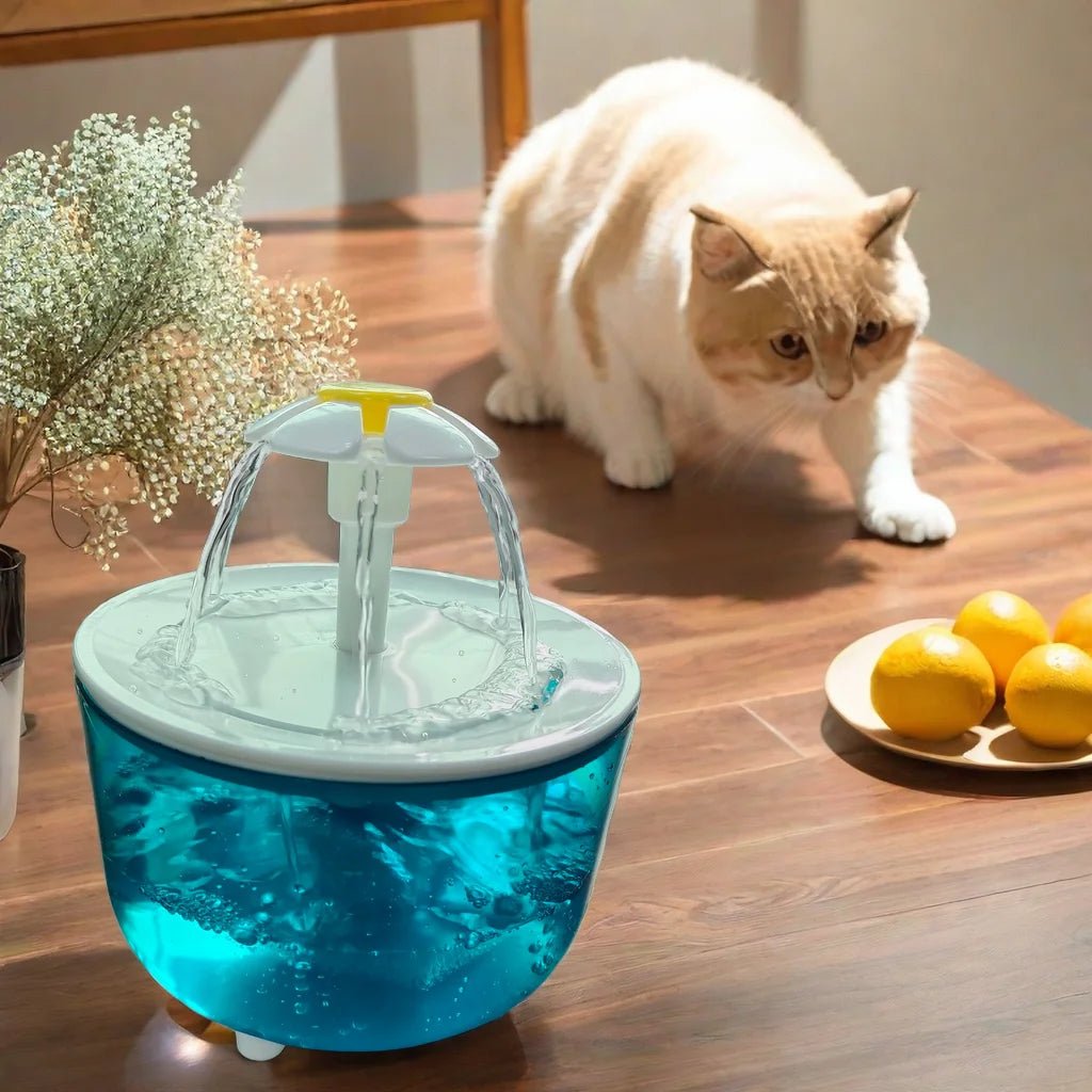 Cat Flower Water Dispenser, Recirculating Pet Water Dispenser, USB Powered, Silent, with Filter Foam for Cats and Small Dogs - Pets Lovers supplie