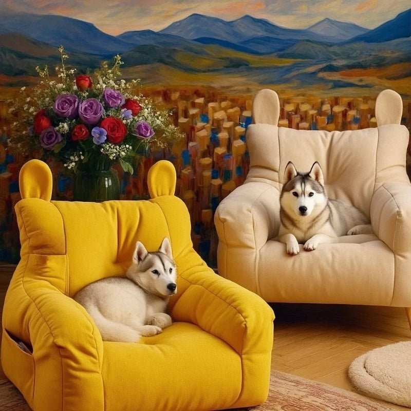 Cat Sofa Bed with Cartoon Design, Detachable Washable Pet Bed for Indoor Cats - Pets Lovers supplie